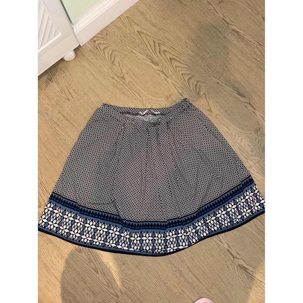 Max Studio Womens Black Blue Geometric Print Elastic Waist Mini Skirt Small